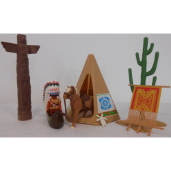 Tente et canoé avec indien